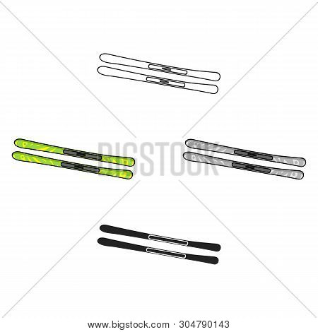 Skis Icon In Cartoon, Black Style Isolated On White Background. Ski Resort Symbol Stock Vector Illus