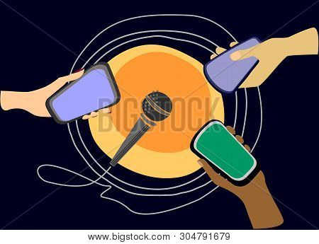 Podcasting And Web Radio Concept Illustration. Idea Of Global Outreach And World-wide Penetration. T