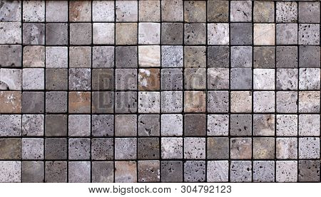 Travertine Tile Ceramic, Mosaic Square Design Seamless Texture