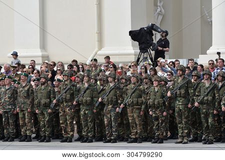 Vilnius, Lithuania - June 01: Celebration In The Cathedral Square, Solemn Riflemens Formation On Jun