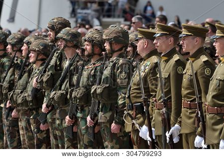 Vilnius, Lithuania - June 01: Celebration In The Cathedral Square, Solemn Riflemens Formation On Jun