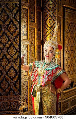 Art Culture Thailand Dancing In Masked Khon In Literature Ramayana,thai Classical Monkey Masked, Kho