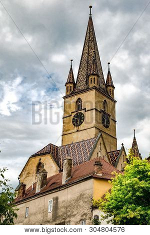 Sibiu, Romania - June 01, 2019 Saint Mary Lutheran Cathedral In Sibiu City, Romania