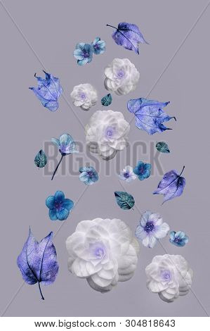 Flowers And Leaves Flying In The Air