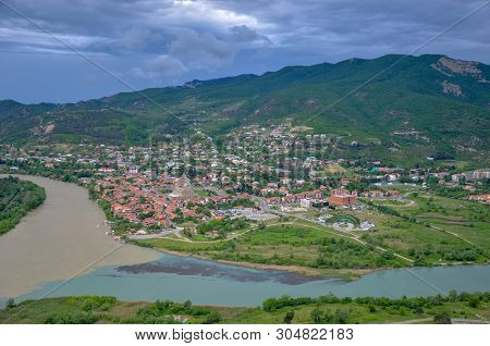 The Merger Of Two Rivers Mtkvari And Aragvi In Mtskheta, Georgia