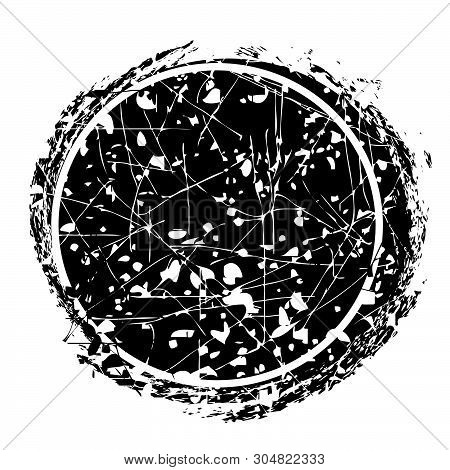 Blank Black Circle Frame With Scratch And Crayon Rubber Stamp For Your Text Area Placement.