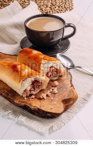 Cachitos And Cup Of Coffee, Venezuelan Typical Breakfast