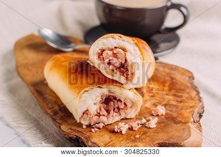 Cachitos And Cup Of Coffee, Venezuelan Typical Breakfast