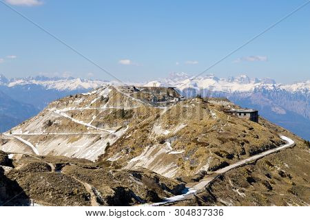 Abandoned Barracks On Grappa Mountain, Italy. Cold War Landmark