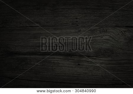 Black Wooden Wall Background, Texture Of Dark Bark Wood With Old Natural Pattern For Design Art Work
