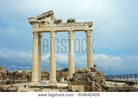 detail from archaelogical site of Roman ruins in Alanya Town of Antalya , Turkey