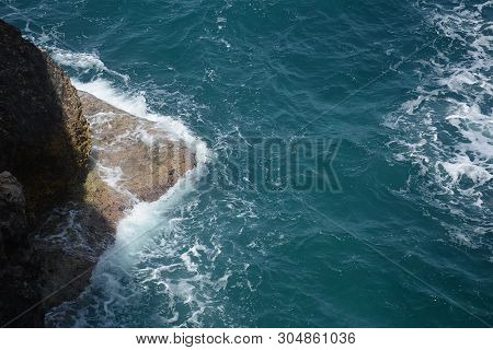 Rosh Ha Nikra. Israel. Sea Waves And White Rock. A Unique Tourist Attraction Located On The North-we
