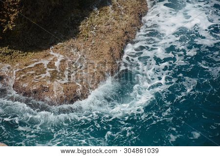 Rosh Ha Nikra. Israel. Sea Waves And White Rock. A Unique Tourist Attraction Located On The North-we