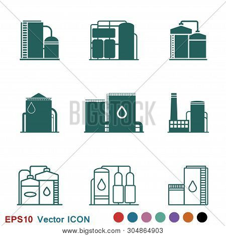 Oil Storage Tank Icon Logo, Illustration, Vector Sign Symbol For Design