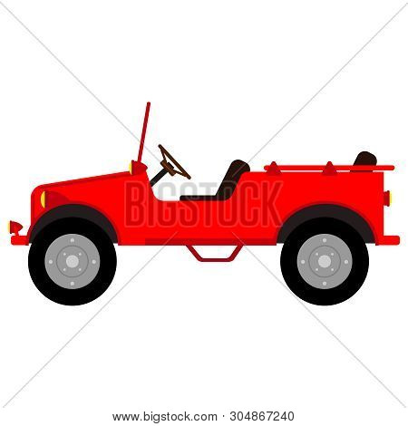 The Car With A Folding Roof. Rover Red. Vector Illustration On The Subject Of Technology.