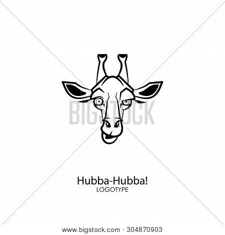Cartoon African Character Grimaces. The Head Of A Funny Cute Good Giraffe. Vector. Conceptual. Cool!