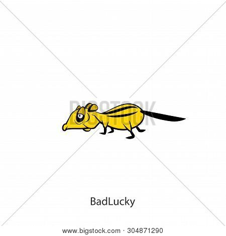 Rodent Cartoon Character. The Ridiculous Tired Chipmunk Is Slowly Walking. Vector. Conceptual. Next 