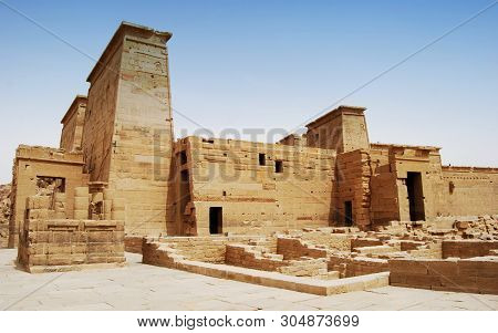 Reliefs And Pillars Of The Island Of File, Assuan, Egypt