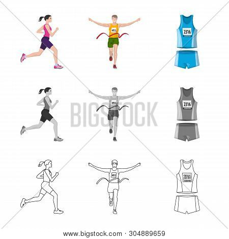 Vector Illustration Of Sport  And Winner Symbol. Collection Of Sport  And Fitness  Stock Symbol For 