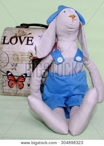 Krasnodar/russian Federation-16.09.2018. Tilda Doll: Boy In Blue Overalls And Girl In Orange Dress, 