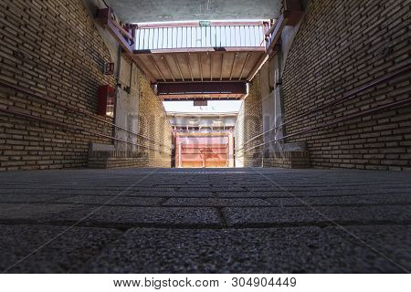 Cordoba, Spain - May 30th, 2019: Los Califas Bullring Cordoba, Spain. Cuadrillas Corridor