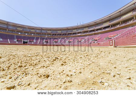 Cordoba, Spain - May 30th, 2019: Los Califas Bullring Cordoba, Spain. Arena Or Albero View From Grou