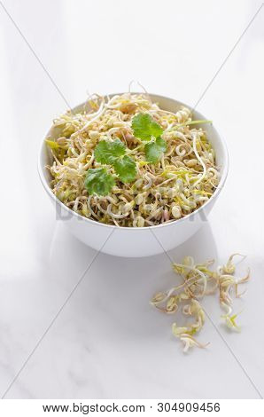 Mung Beans On White Background, In A Deep Plate