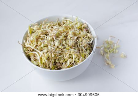 Mung Beans On White Background, In A Deep Plate