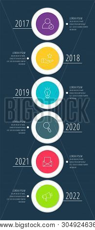 Vector Infographic Flat Template Circles For Six Label, Diagram, Graph, Presentation. Business Conce