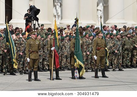 Vilnius, Lithuania - June 01: Celebration In The Cathedral Square, Solemn Riflemens Formation On Jun