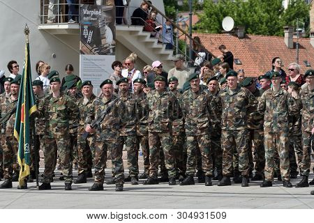 Vilnius, Lithuania - June 01: Celebration In The Cathedral Square, Solemn Riflemens Formation On Jun