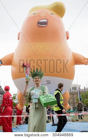 London, United Kingdom, June 4th 2019:- Auriel Glanville, Member Of Friends Of The Earth Protesting 