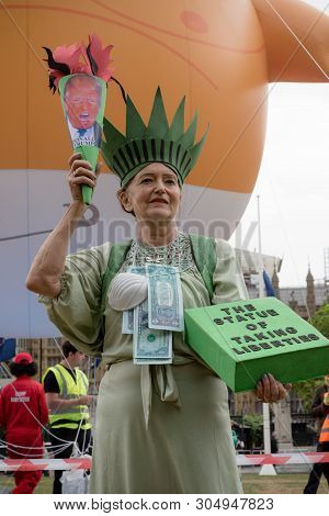 London, United Kingdom, June 4th 2019:- Auriel Glanville, Member Of Friends Of The Earth Protesting 