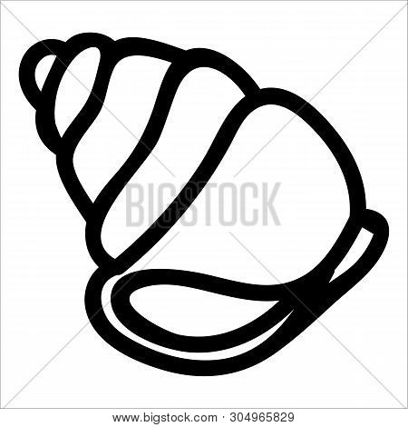 Cute Monochrome Whelk Shell Cartoon Vector Illustration Motif Set. Hand Drawn Isolated Marine Life E