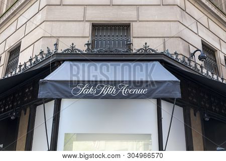 New York, Usa - May 15, 2019: Saks Fifth Avenue On Fifth Aveneue In New York, Usa, American Chain Of