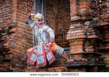 Art Culture Thailand Dancing In Masked Khon In Literature Ramayana,thai Classical Monkey Masked, Kho