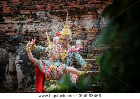 Art Culture Thailand Dancing In Masked Khon In Literature Ramayana,thai Classical Monkey Masked, Kho