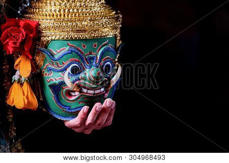 Art Culture Thailand Dancing In Masked Khon In Literature Ramayana,thai Classical Monkey Masked, Kho