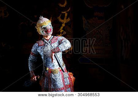 Art Culture Thailand Dancing In Masked Khon In Literature Ramayana,thai Classical Monkey Masked, Kho