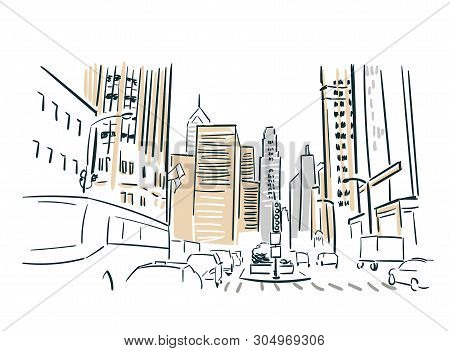 Chicago Usa Sketch Vector City Line Art