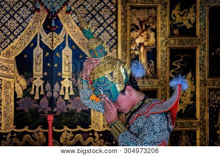 Art Culture Thailand Dancing In Masked Khon In Literature Ramayana,thai Classical Monkey Masked, Kho