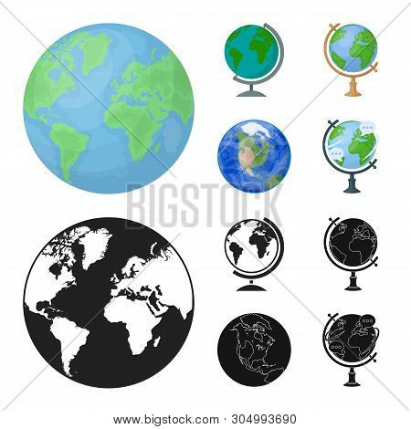 Vector Illustration Of Globe And World Sign. Set Of Globe And Earth Stock Vector Illustration.