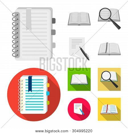 Vector Design Of Book And Open Logo. Set Of Book And Pencil Stock Vector Illustration.