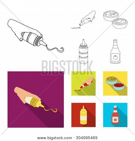 Vector Design Of Sauce And Condiment Sign. Set Of Sauce And Bowl Stock Vector Illustration.