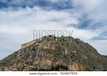 Hilltop Fortress Of Palamidi Above The City Of Nafplio In Greece