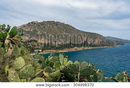 Hilltop Fortress Of Palamidi Above The City Of Nafplio In Greece