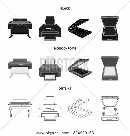 Isolated Object Of Printer And Plotter Icon. Collection Of Printer And Machine Stock Vector Illustra