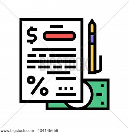 Financial Agreement For Getting Loan Color Icon Vector. Financial Agreement For Getting Loan Sign. I