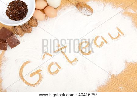 geschrieben in Mehl Kuchen