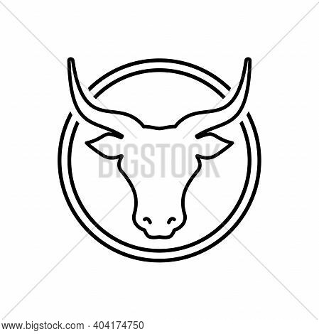 Bull Head. Ox. Cow Line Sign. Farm Animal. Beef Or Milk Symbol. Vector Illustration Isolated On Whit